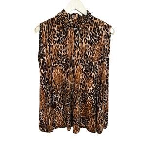 INC Cold Shoulder Leopard Animal Print Top XL